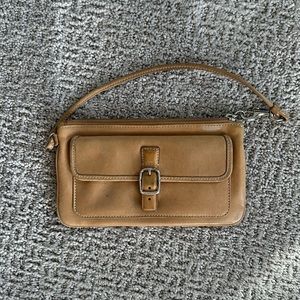 Tan leather coach wristlet